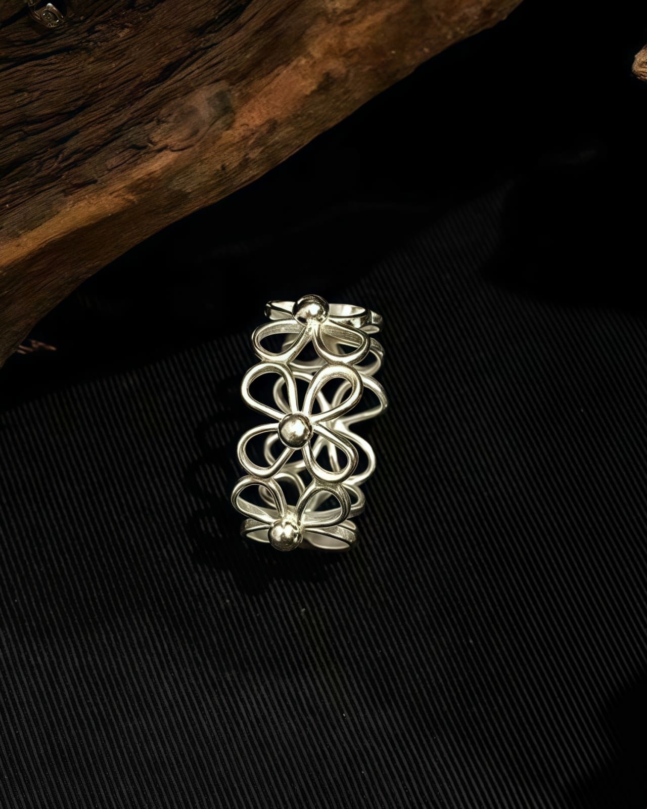 Blossoms-Lucky Clover-Handmade Four-Leaf Clover Silver Ring