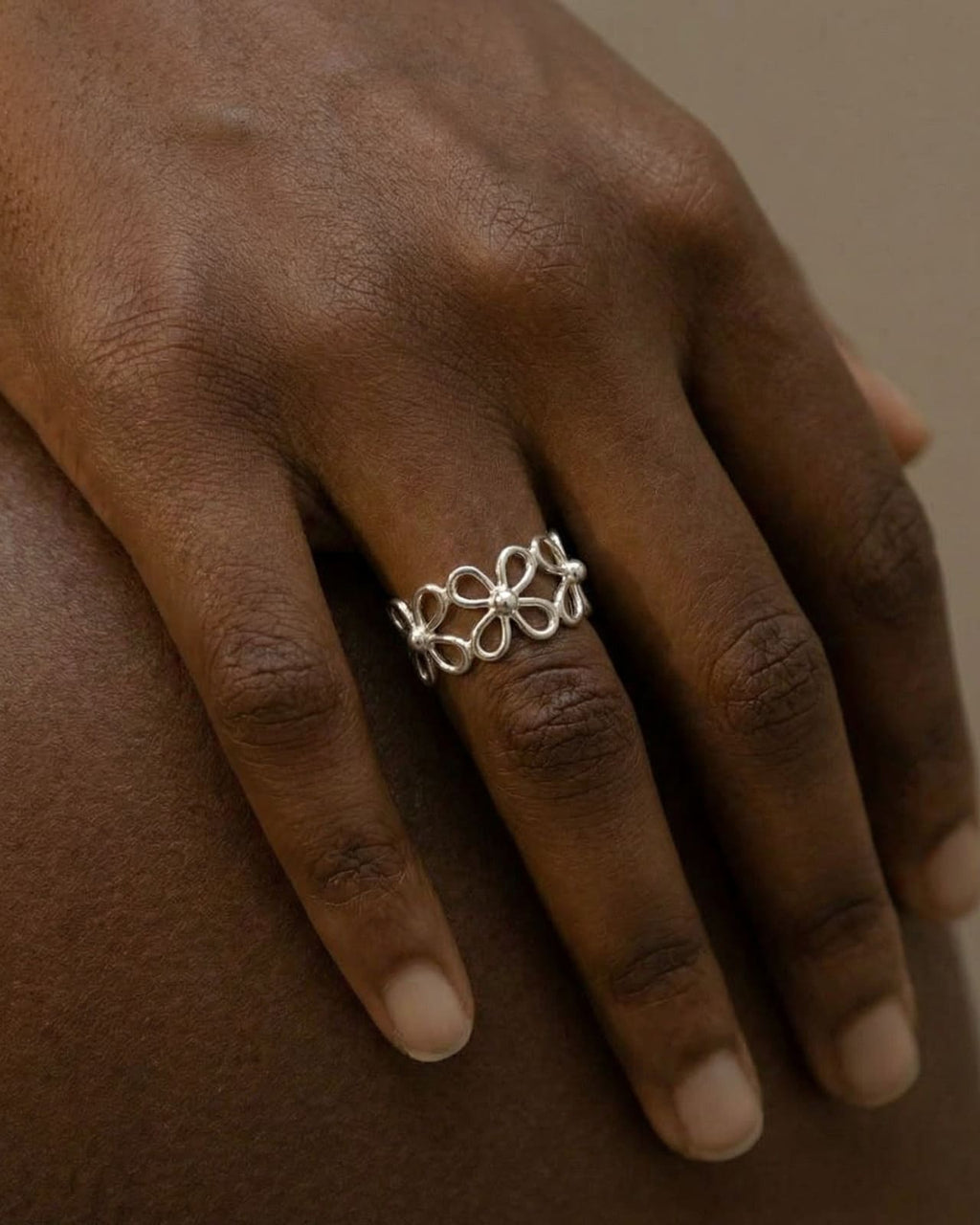 Blossoms-Lucky Clover-Handmade Four-Leaf Clover Silver Ring