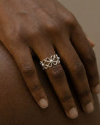 Blossoms-Lucky Clover-Handmade Four-Leaf Clover Silver Ring