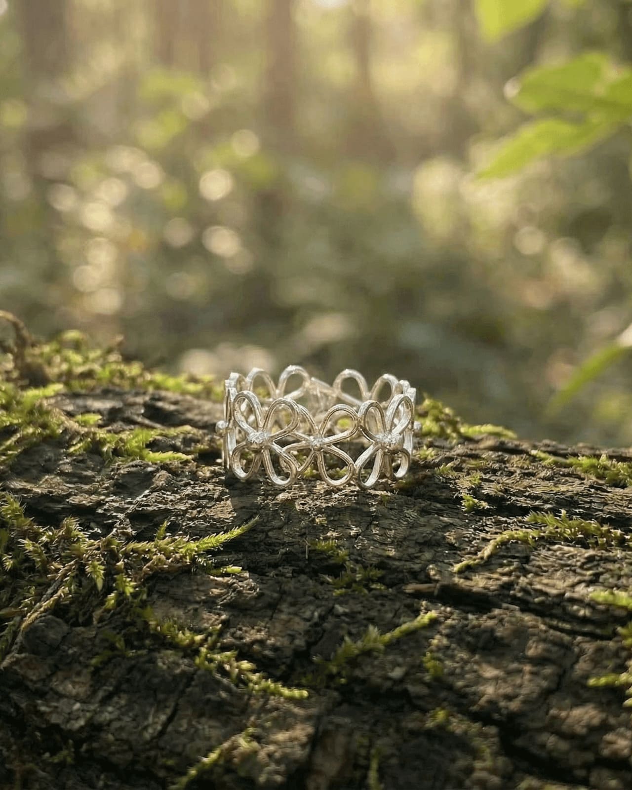 Blossoms-Lucky Clover-Handmade Four-Leaf Clover Silver Ring Main image